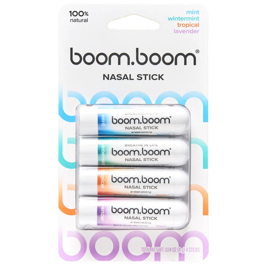 BoomBoom Nasal Stick | Vapor Flow Technology | Cool Refreshing Sensation | Natural Mood Boost | Simple Ingredients | Essential Oils + Menthol Inhaler (Spearmint)