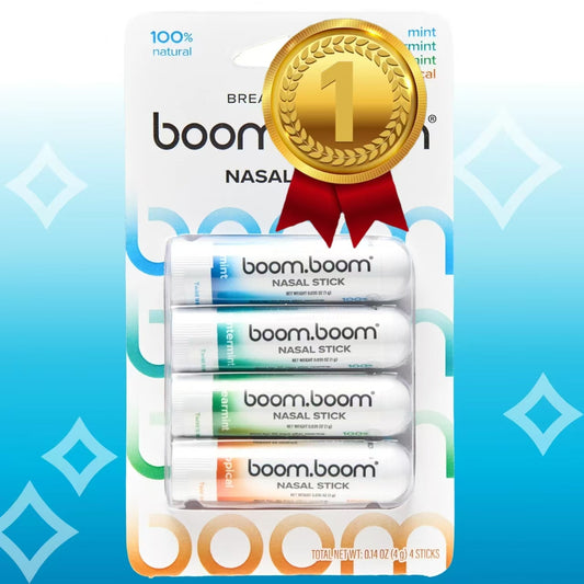 BoomBoom Nasal Stick | Vapor Flow Technology | Cool Refreshing Sensation | Natural Mood Boost | Simple Ingredients | Essential Oils + Menthol Inhaler (Spearmint)