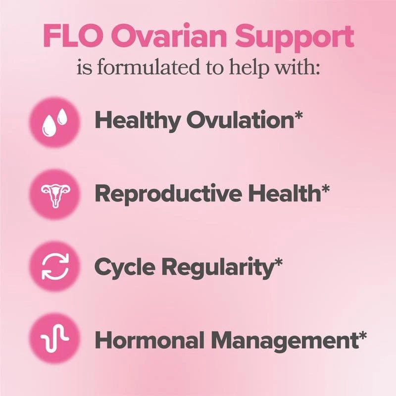 O Positiv FLO Ovarian Health Support - Hormone Balance for Women, Supplement with DIM, Myo & D-Chiro Inositol, Folic Acid - Supports Healthy Ovulation, Cycle Regularity