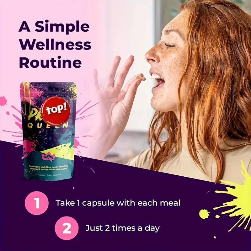 Primal Queen Beef Organ Superfood - 30 Day Refill，Female-Optimized Beef Organ Superfood Supplement (Beef Liver, Kidney, Heart, & 3 More) - 100% Grass Fed, Pasture Raised Cattle - Balance Hormones, Energy, & More for Women