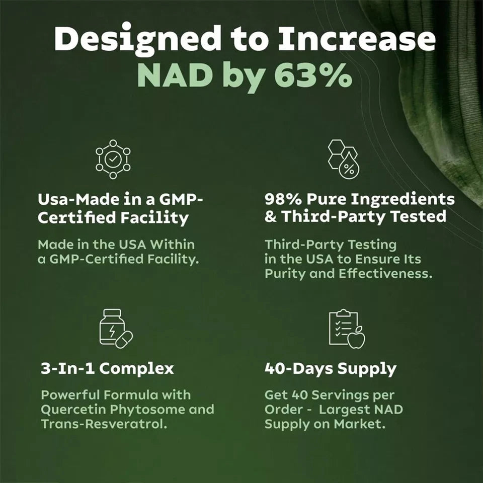Reus Research NR900-NAD+Supplement for Skin Aging Support, Energy, and Focus - 80 Count - Vitamin Healthcare Fitness  NMN Supplement Alternative - Liposomal NAD w/Resveratrol - High Purity NAD Supplement for Anti-Aging, Energy, Focus