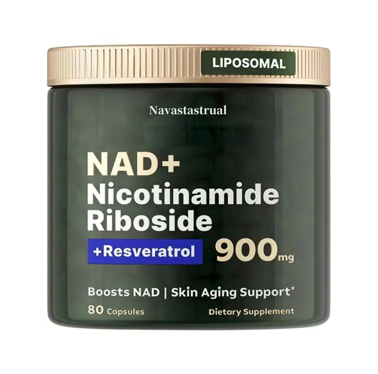 Navastastrual NR900-NAD+Supplement for Skin Aging Support, Energy, and Focus - 80 Count - Vitamin Healthcare Fitness  NMN Supplement Alternative - Liposomal NAD w/Resveratrol - High Purity NAD Supplement for Anti-Aging, Energy, Focus